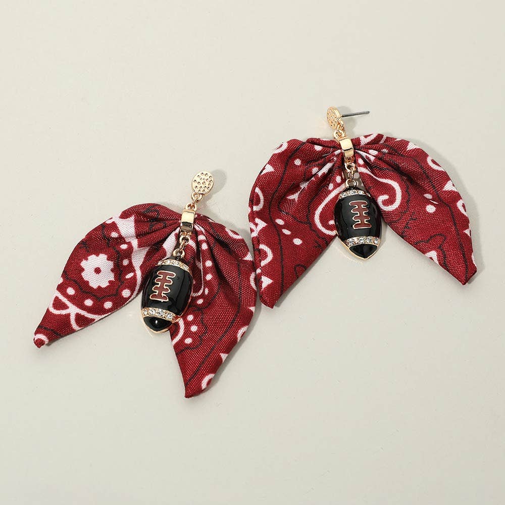 Football Bandana Bow Drop Earrings