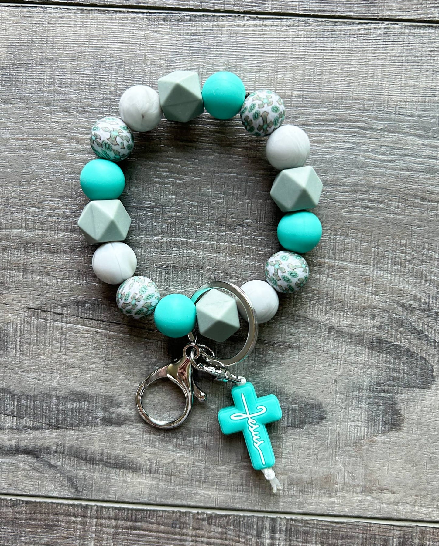 Silicone Bead Wristlet Keychains - Various Styles