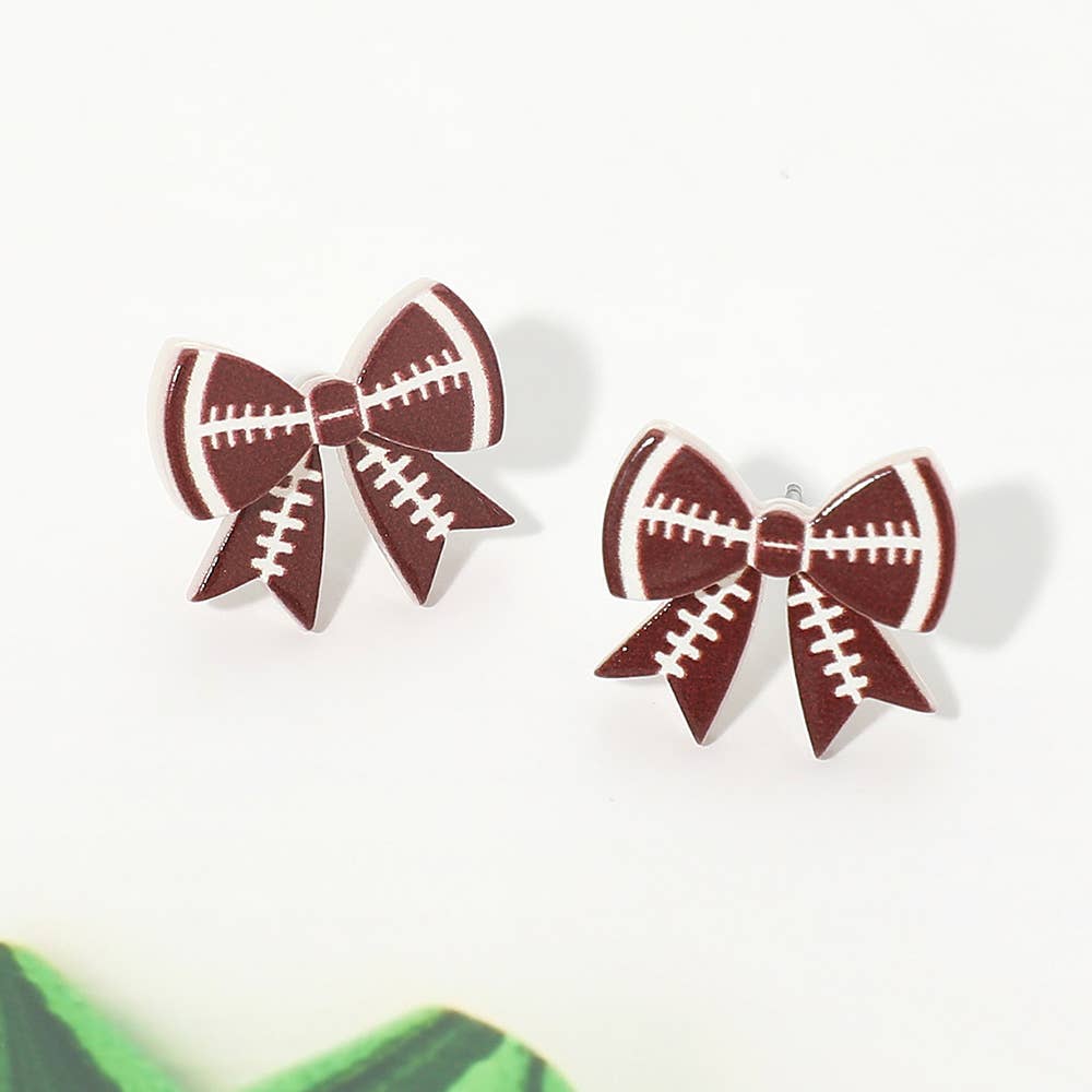 Game Day Football Bow Stud Earrings