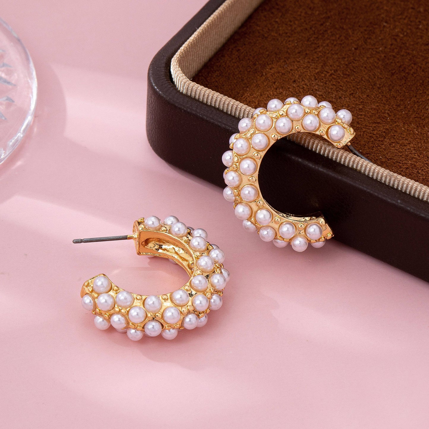 Gold-Tone Multi-Pearl C-Hoop Earrings | 80E61992