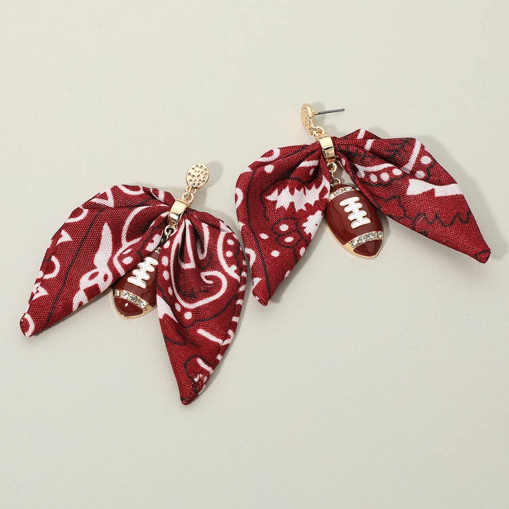 Football Bandana Bow Drop Earrings