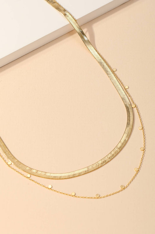 Layered Chain Herringbone Choker Necklace