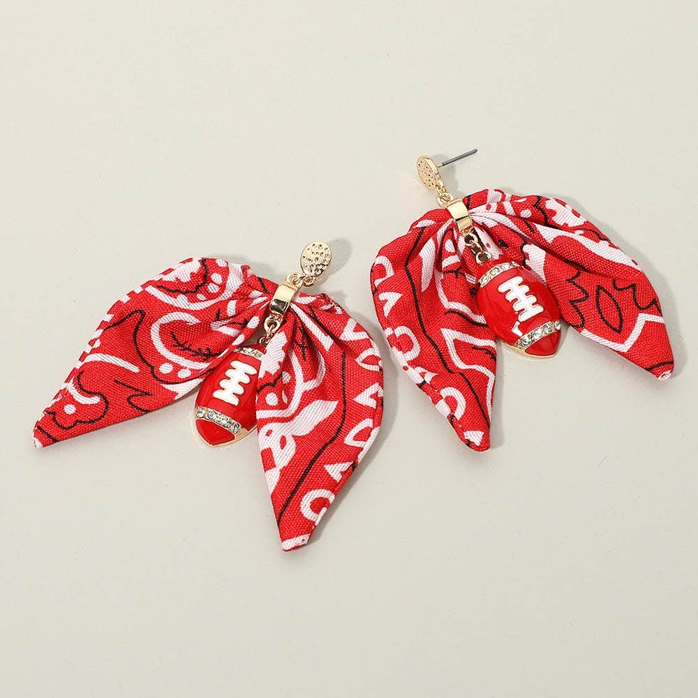 Football Bandana Bow Drop Earrings
