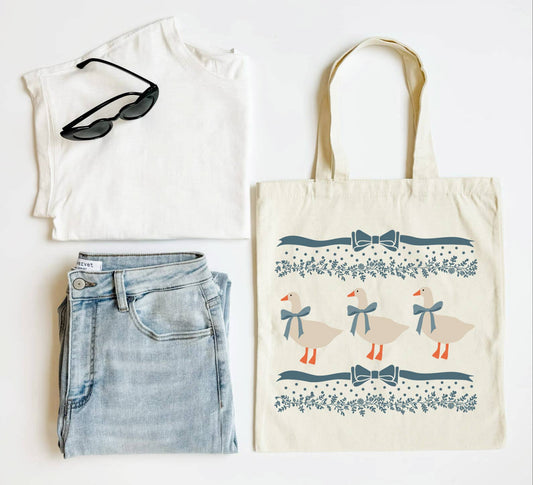 Silly Coquette Goose Canvas Tote Bag