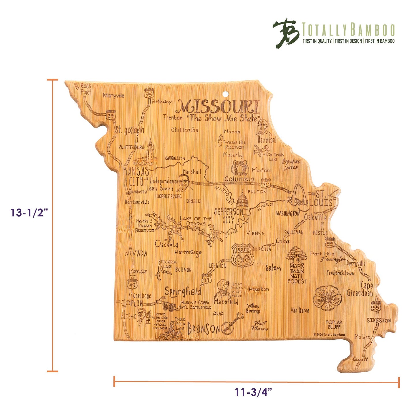 Destination Missouri Cutting Board with Engraved Artwork