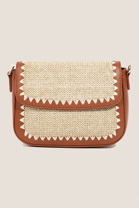 Braided Faux Leather Crossbody Bag