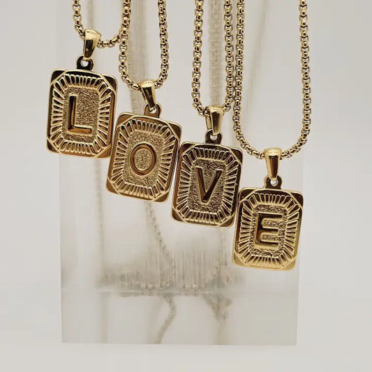 PREORDER Filigree Inital Rectangle Necklace