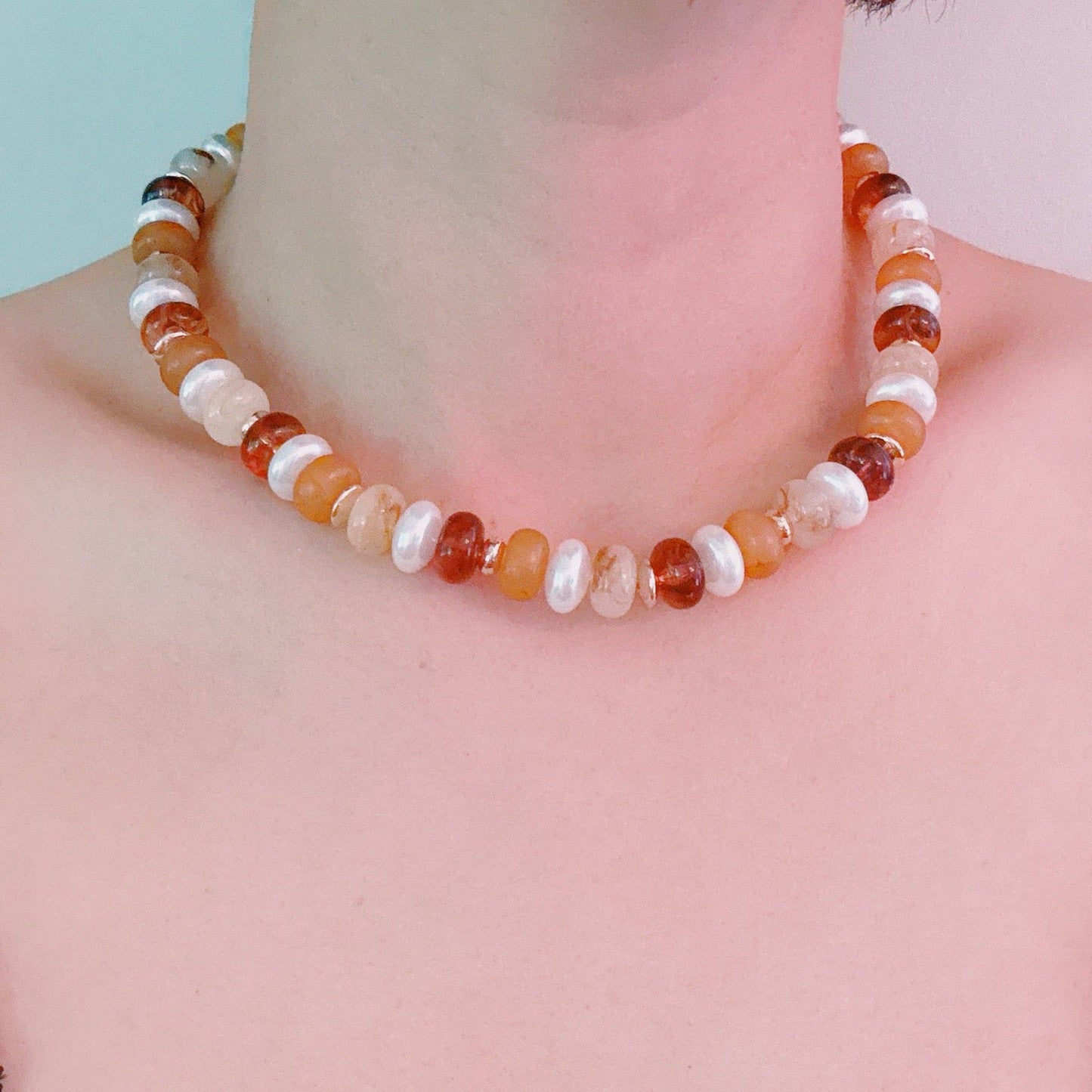 Golden Earth Gem Beaded Necklace