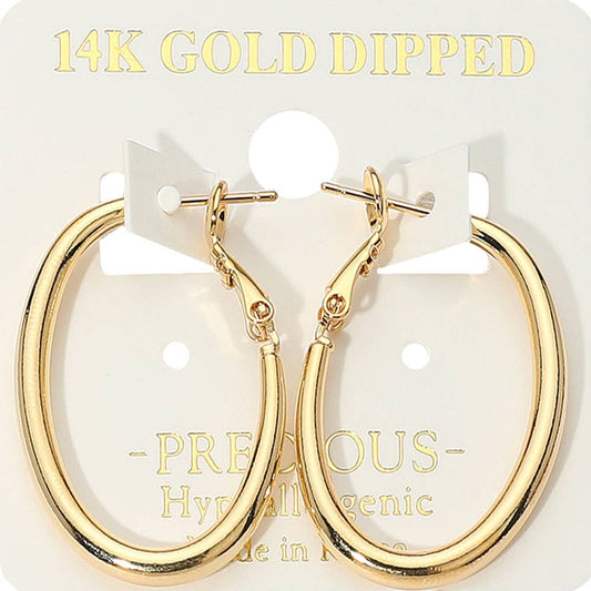 14K Gold Dipped Hypoallergenic Oval Hoop Earrings