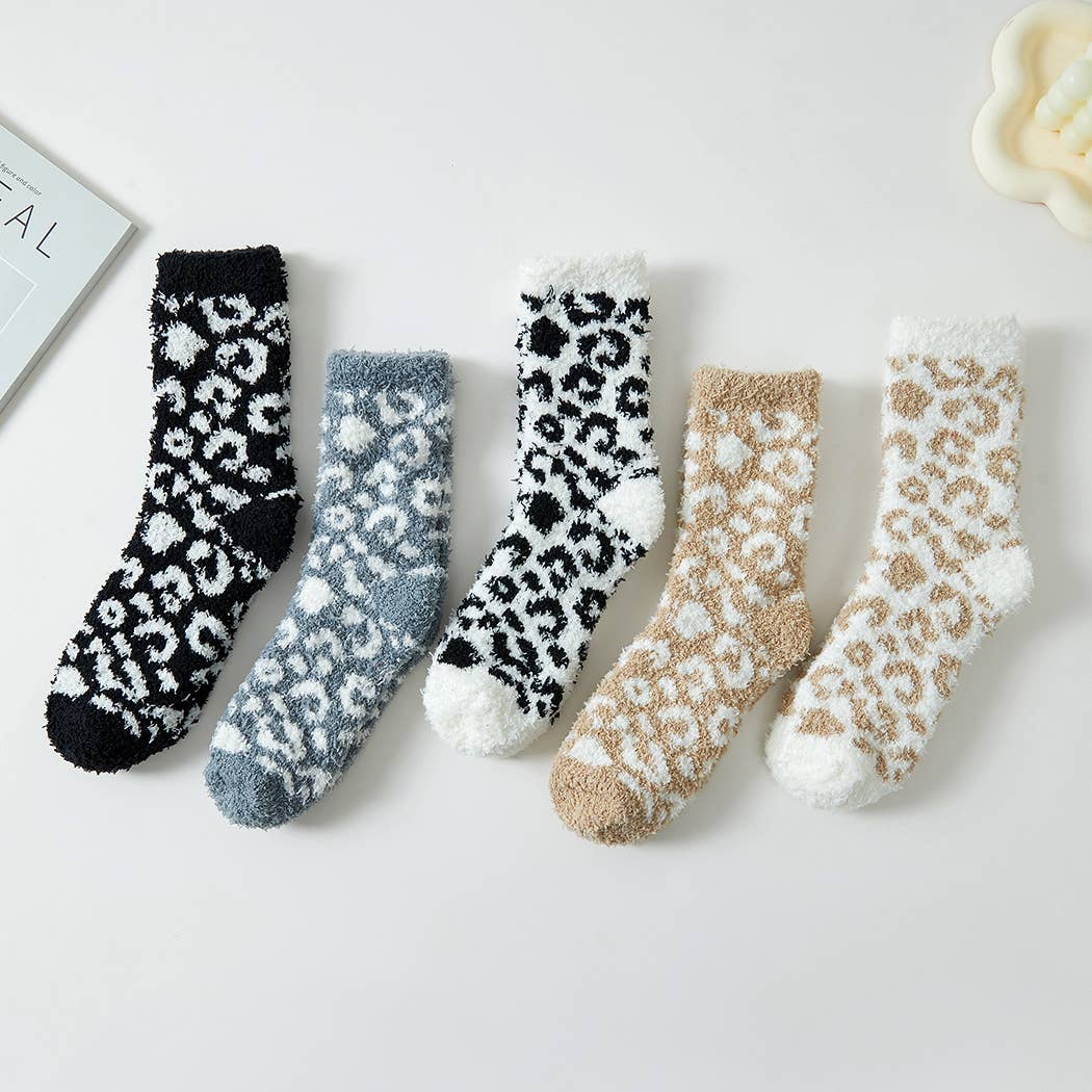 Leopard Pattern Fuzzy Winter Socks