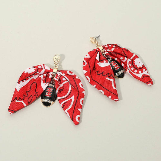 Football Bandana Bow Drop Earrings