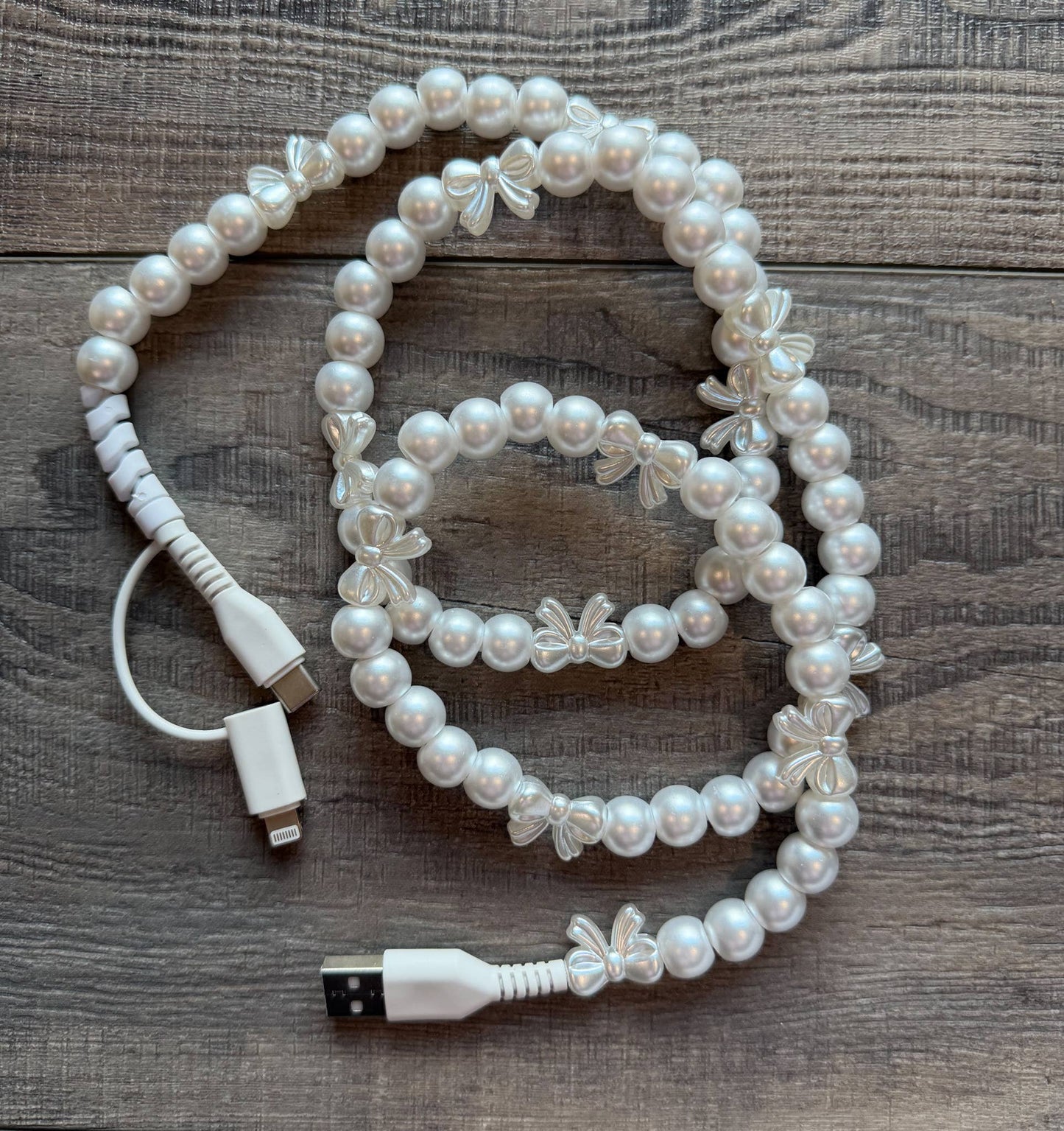 Duel End Beaded Phone Charger with Lightning & USB-C