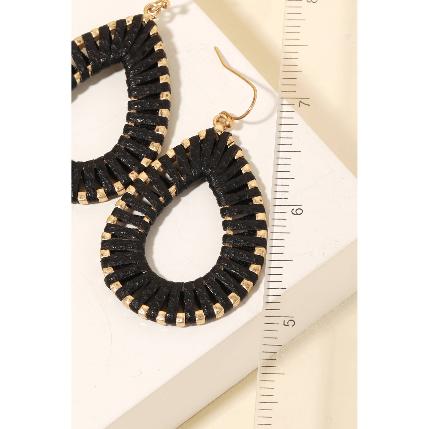 Faux Leather Wrap Tear Dangle Earrings