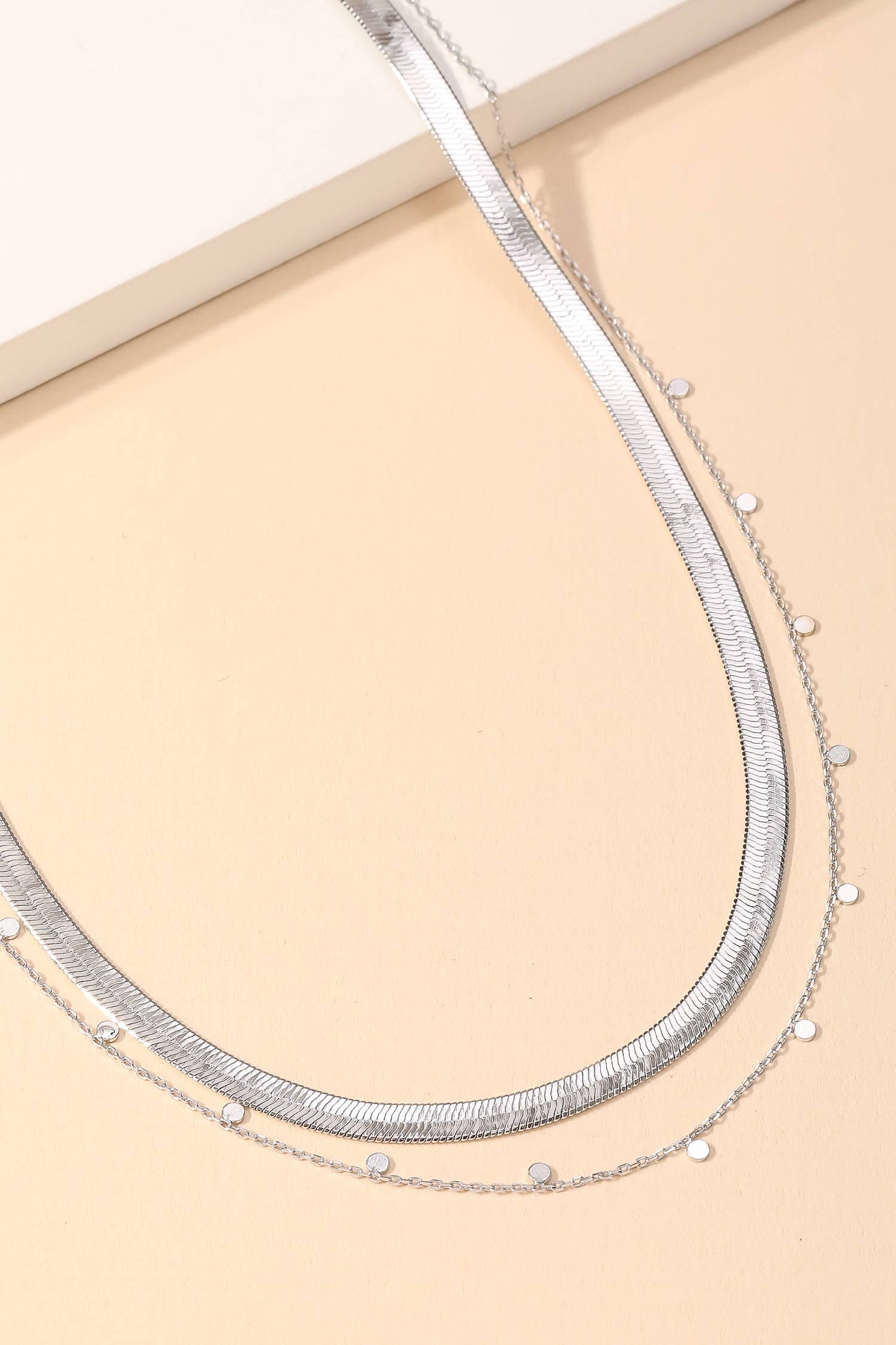 Layered Chain Herringbone Choker Necklace