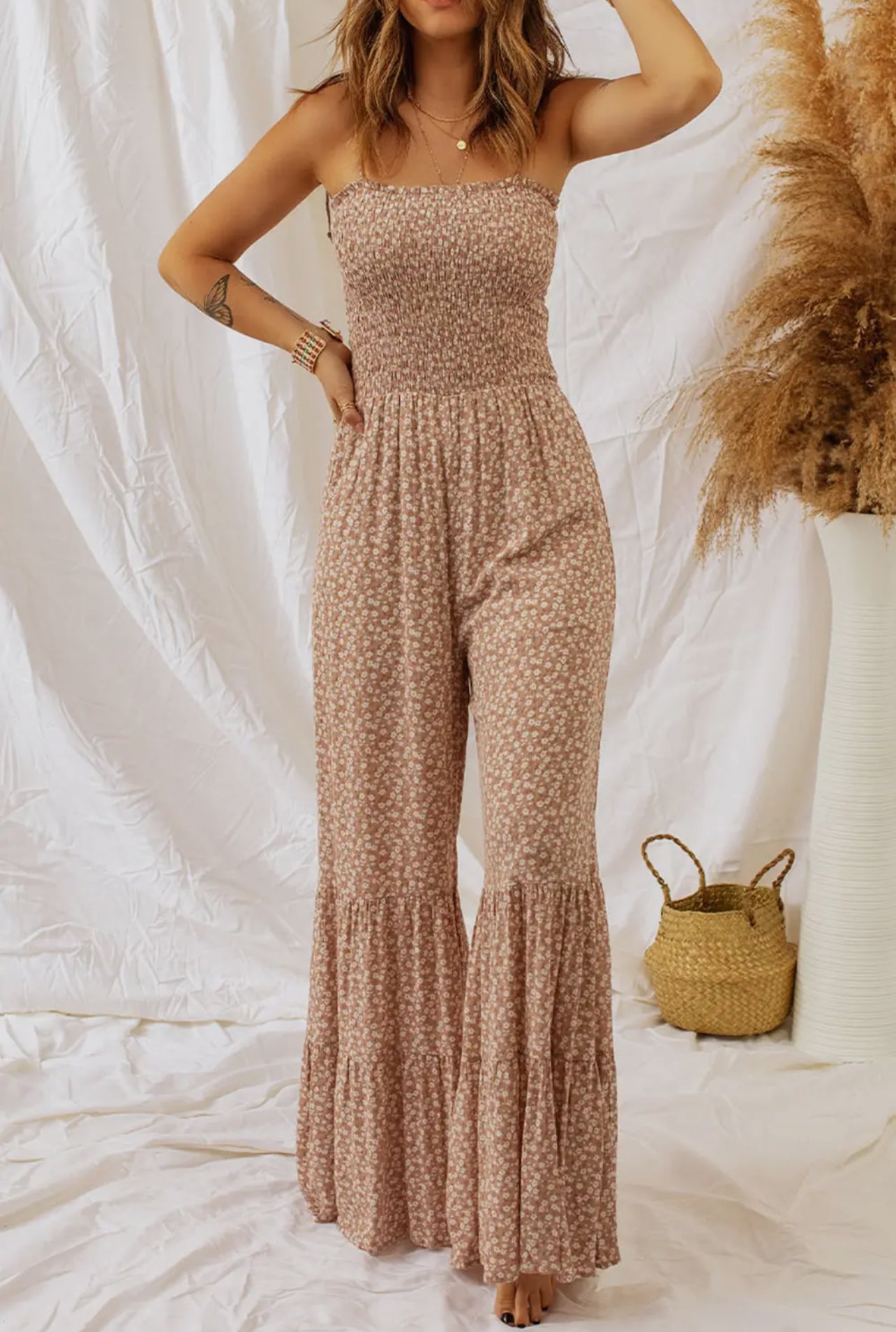 Floral Jumpsuit with Spaghetti Straps