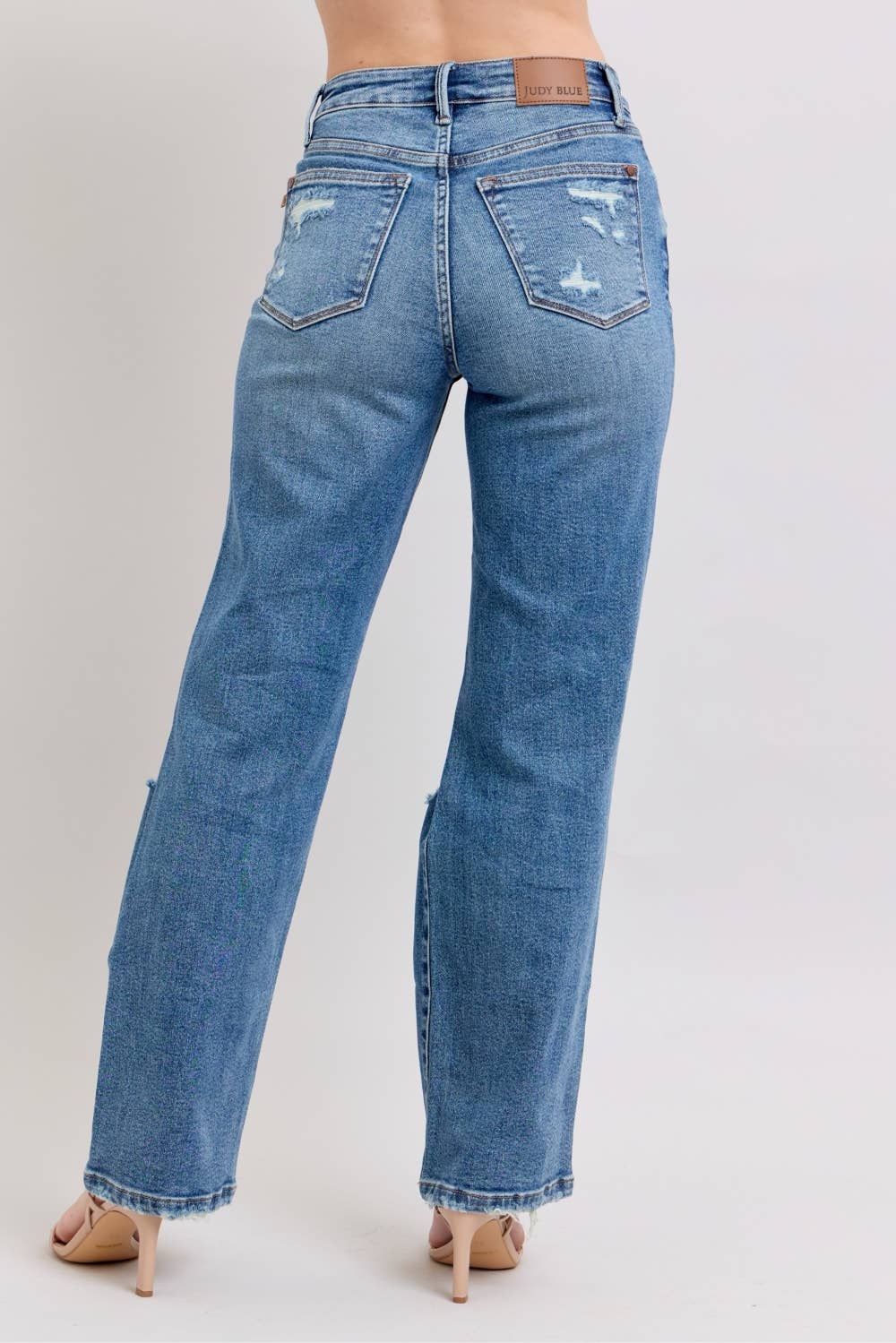 Judy Blue High Waist Distressed Straight Leg Denim