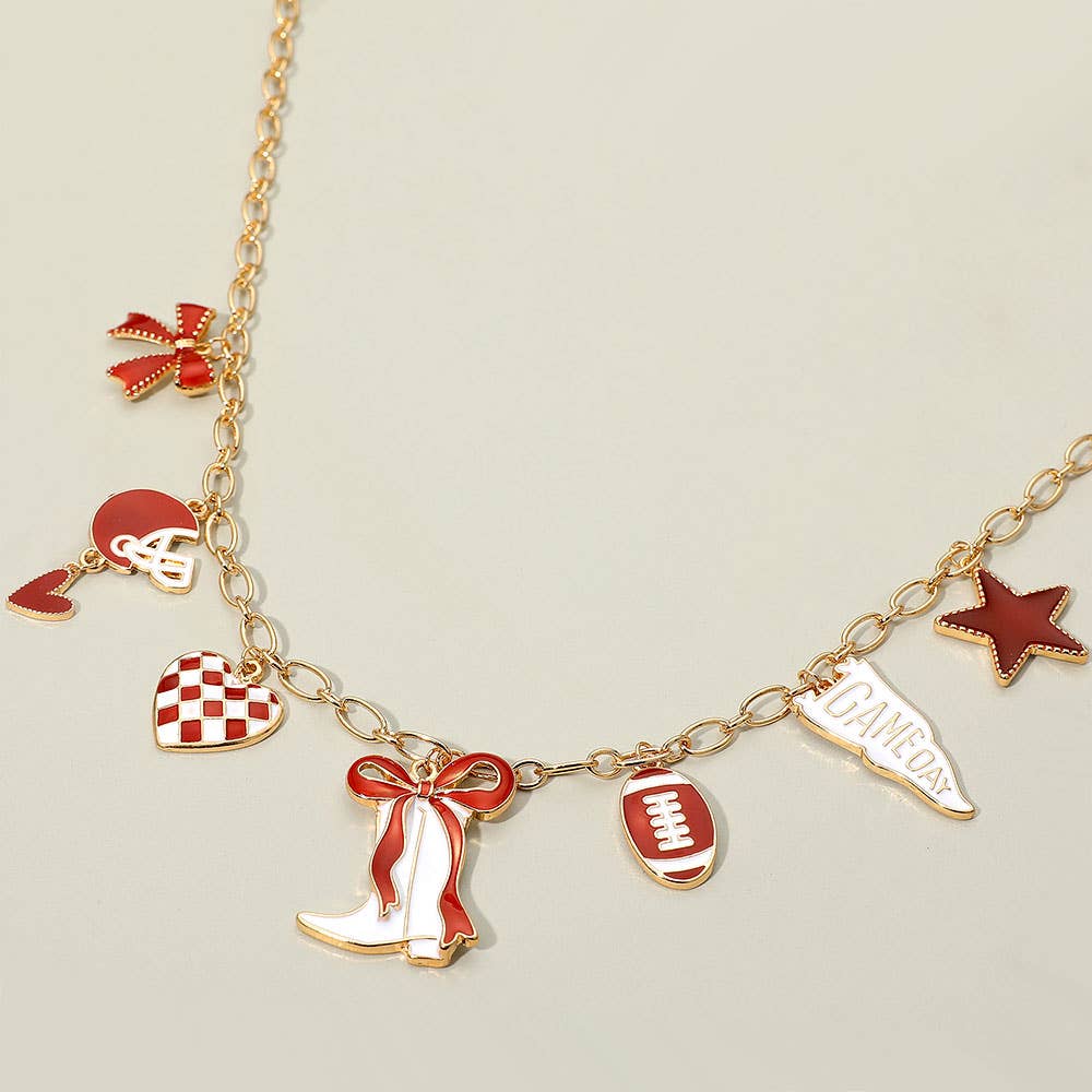 Game Day Football Theme Charm Station Necklace