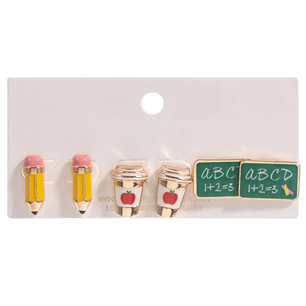3 Piece School Earring Set