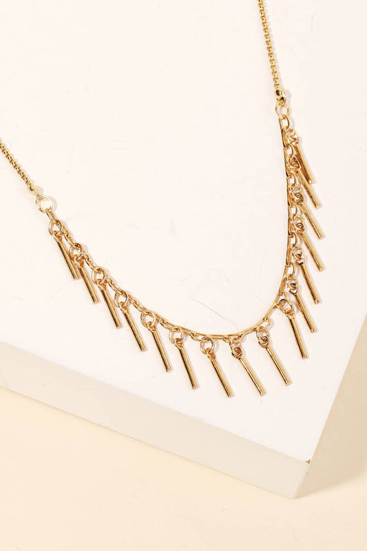 Dainty Chain Bar Charm Necklace