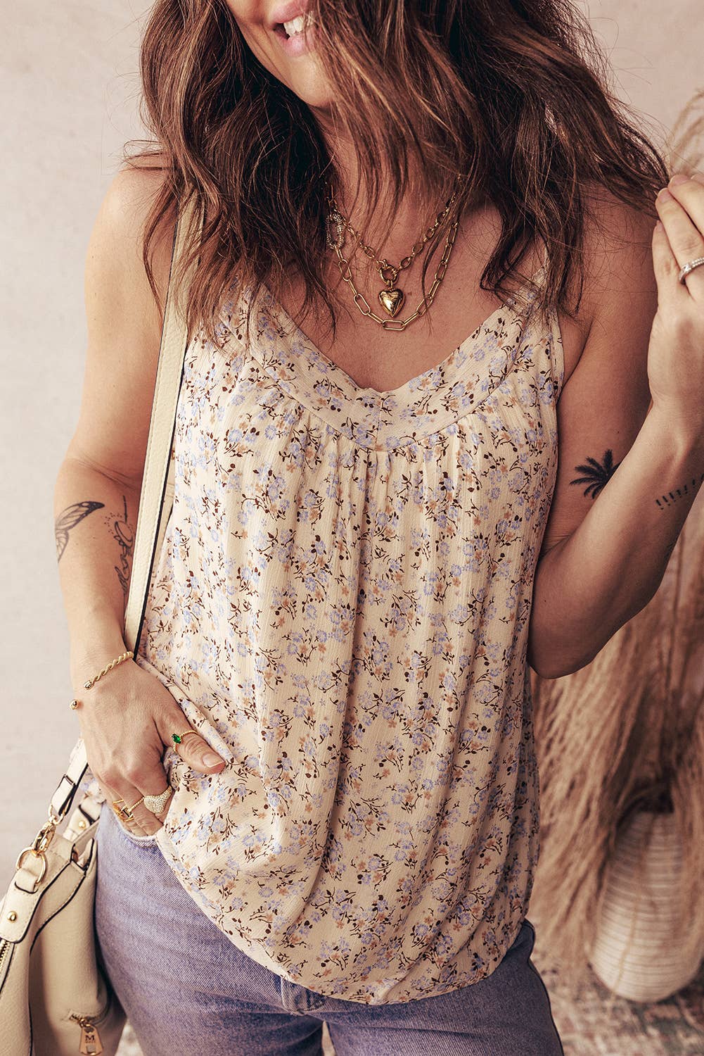 Boho Floral Spaghetti Straps Tank Top