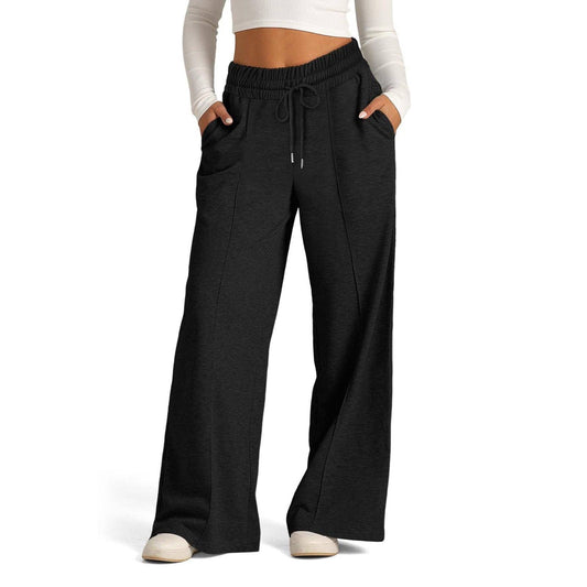 Wide Leg - High Waist Drawstring Trousers