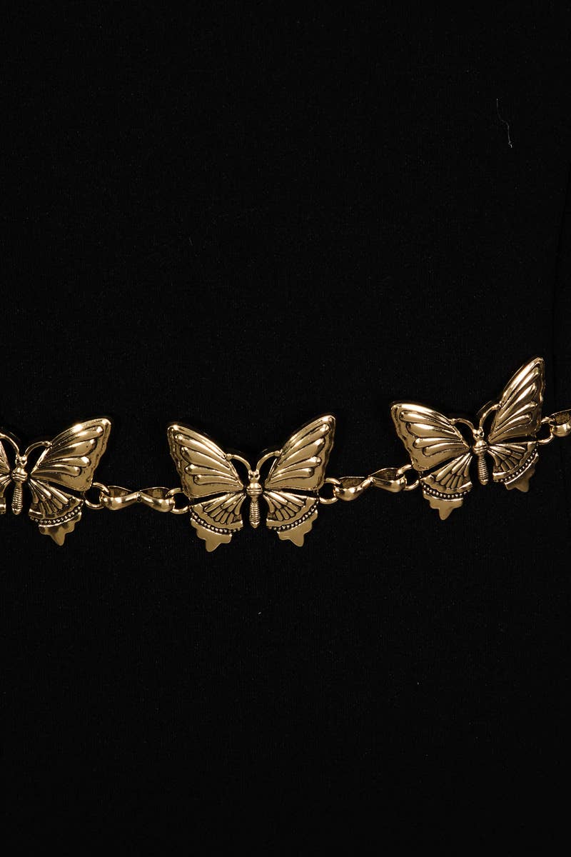 Metallic Butterfly Chain Belt