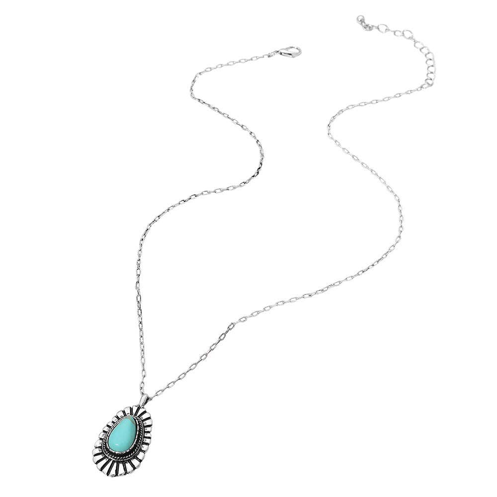 Boho Turquoise Stone Pendant Necklace