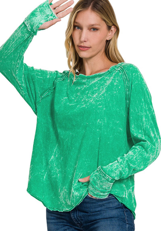 Kelly Green Oversized Long Sleeve Tee