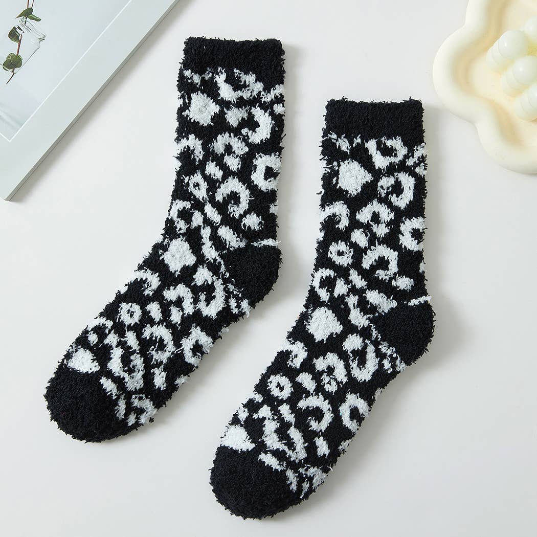 Leopard Pattern Fuzzy Winter Socks
