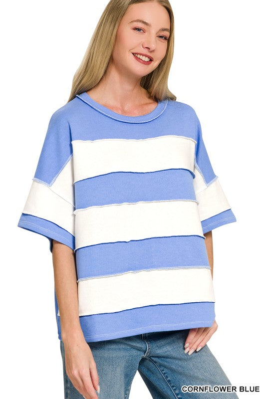 Blue White Stripe Top