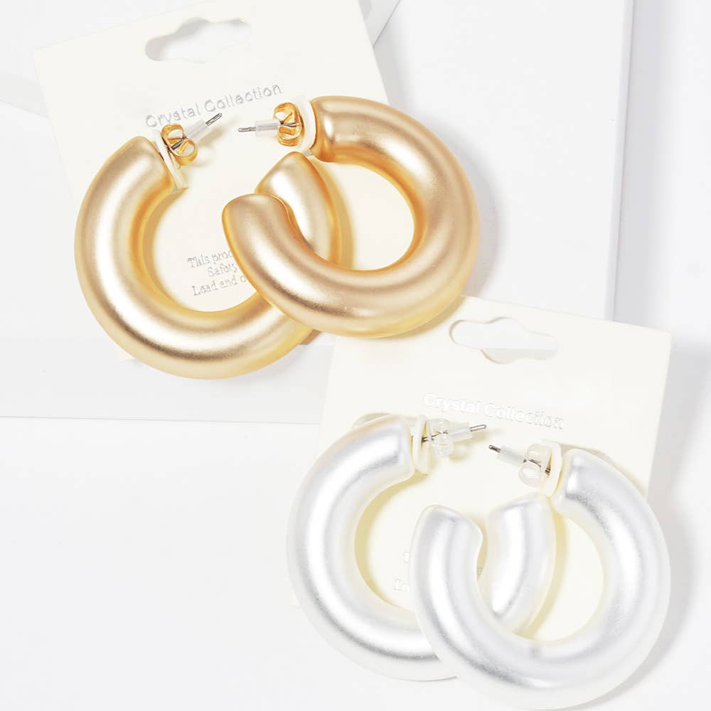 Thick Open Hoop Earrings - Gold