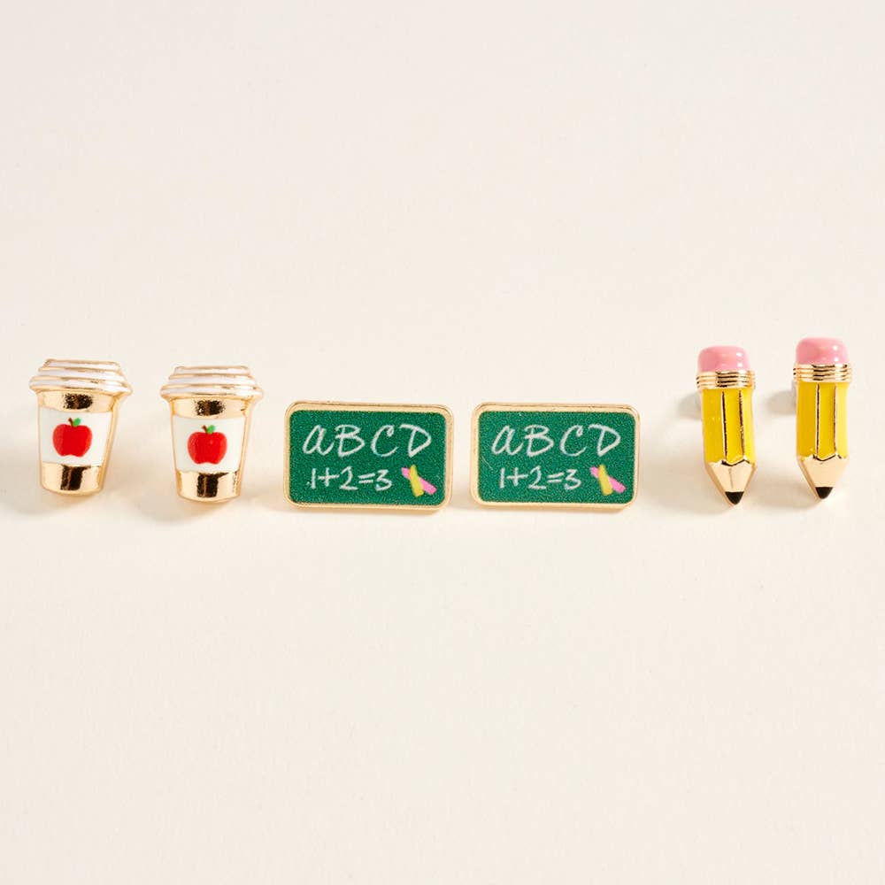 3 Piece School Earring Set