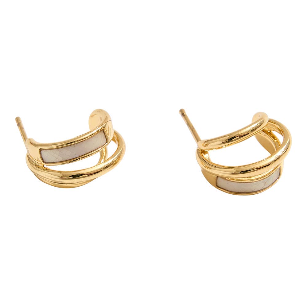 14K Gold Dipped Double Band Mini Hoop Earrings