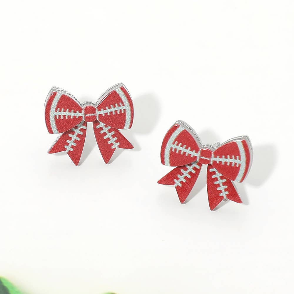 Game Day Football Bow Stud Earrings