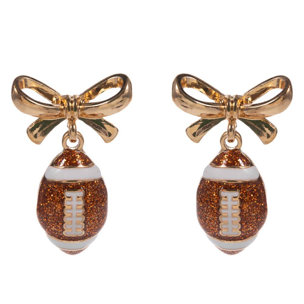 Bow Accent Football Dangle Earrings