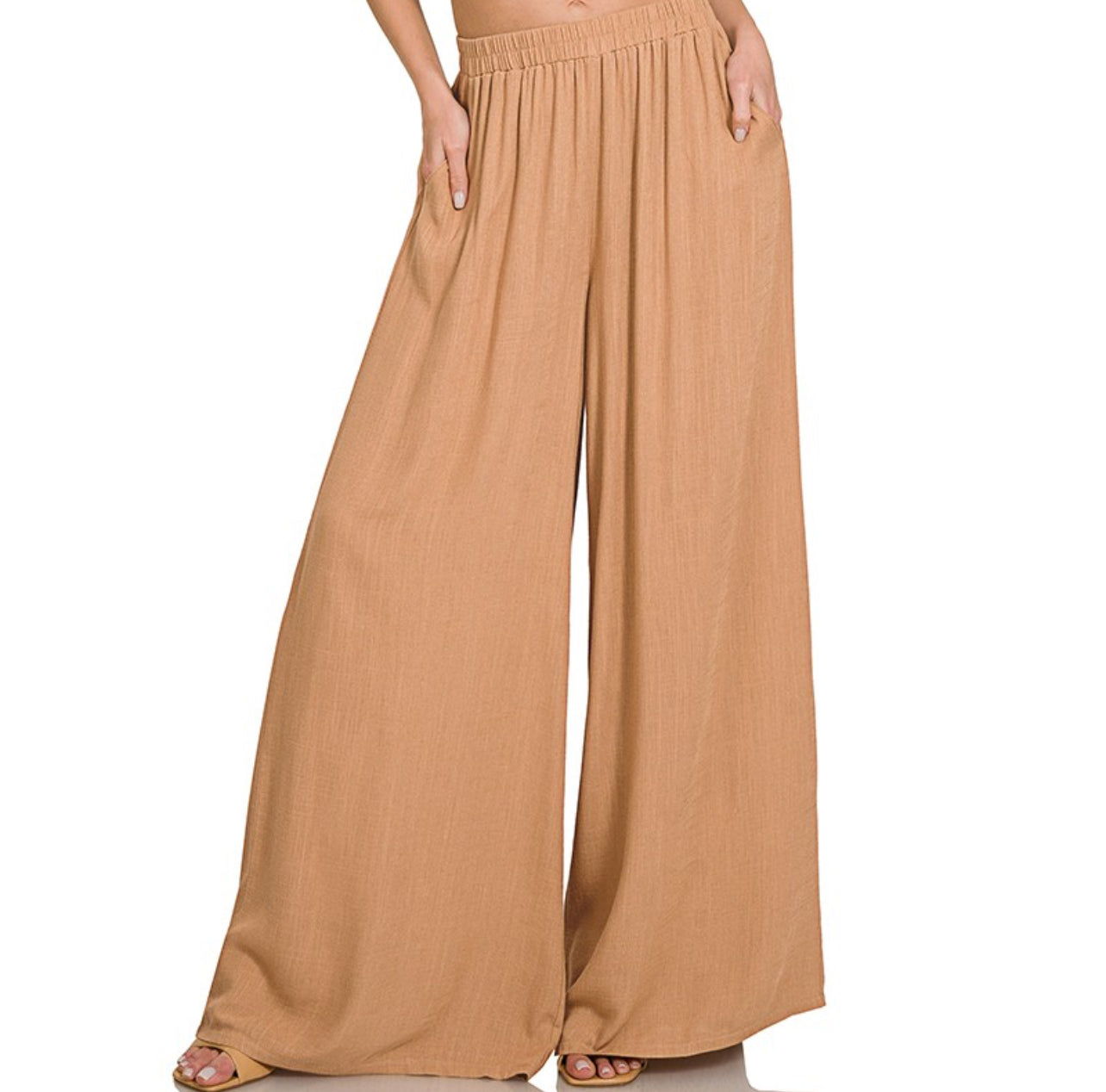 Wide Leg Linen High Rise Pant