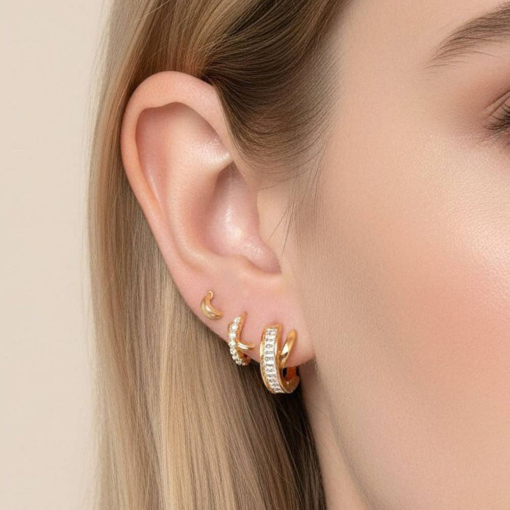 14K Gold Dipped Mini Hoop Earring Set