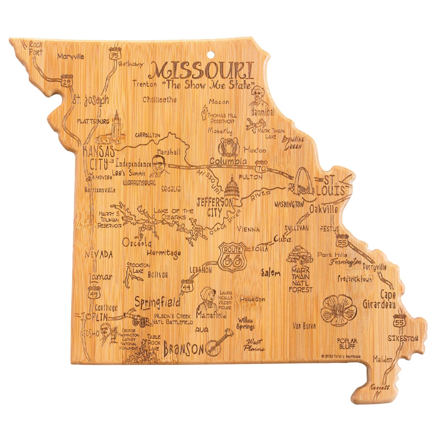 Destination Missouri Cutting Board with Engraved Artwork