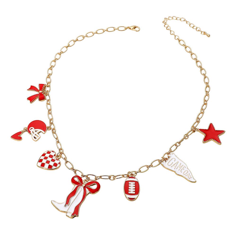 Game Day Football Theme Charm Station Necklace