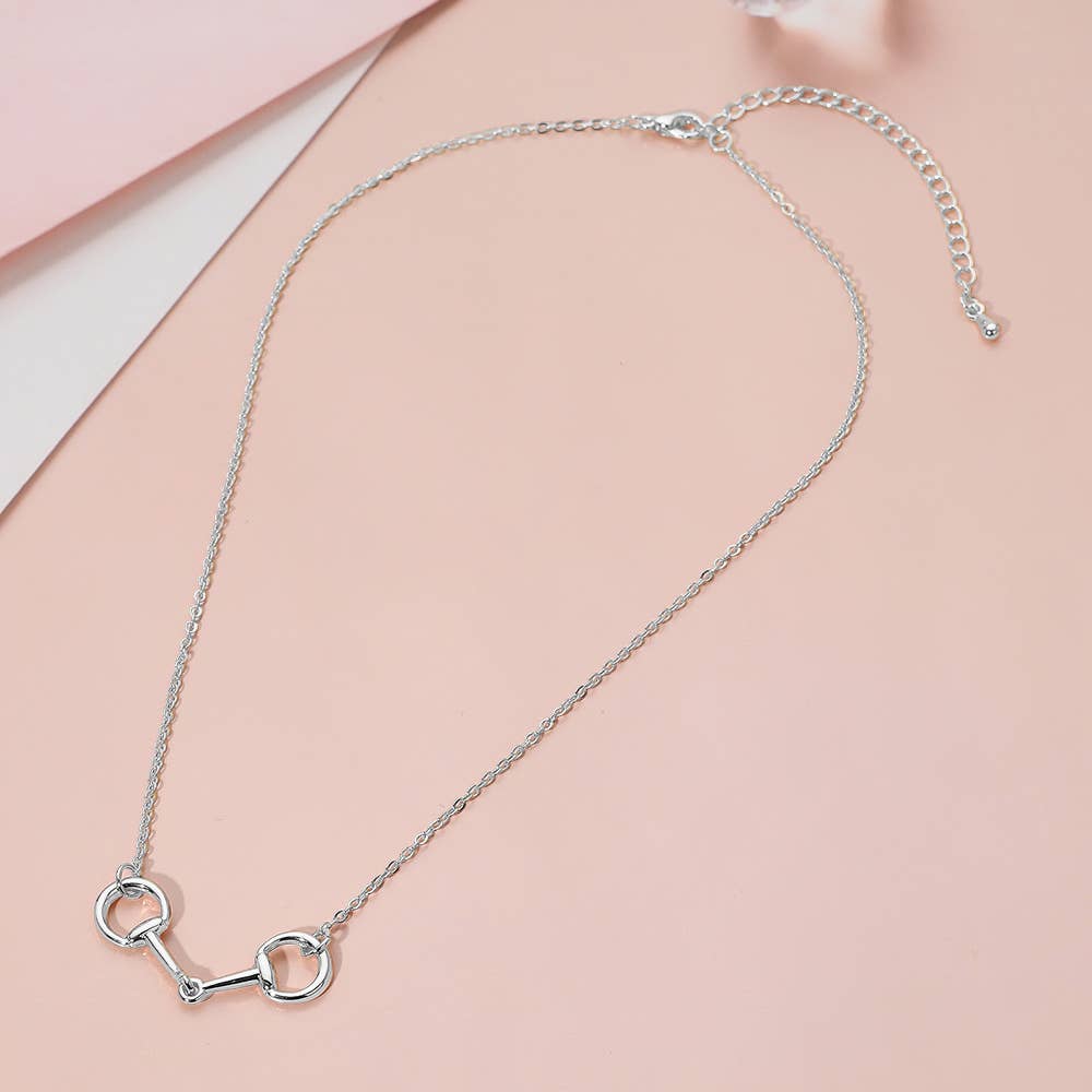 Silver or Gold Metal Horsbit Pendant Necklace