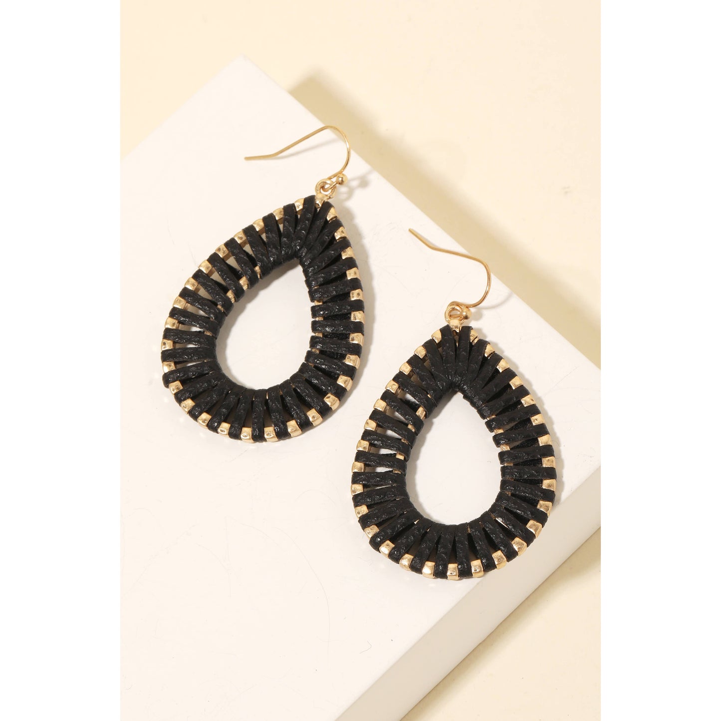 Faux Leather Wrap Tear Dangle Earrings