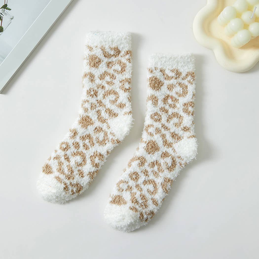 Leopard Pattern Fuzzy Winter Socks