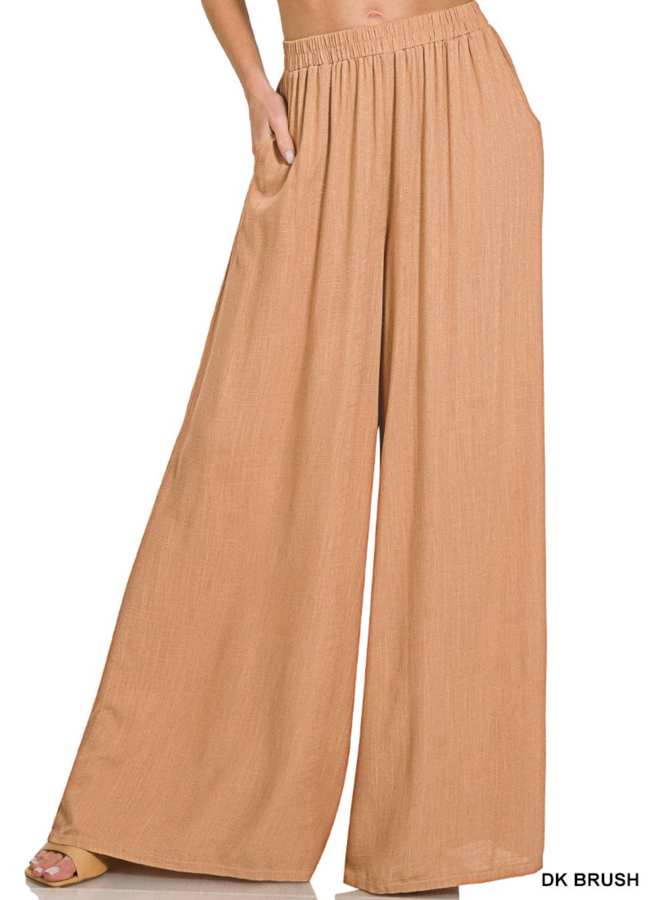 Wide Leg Linen High Rise Pant