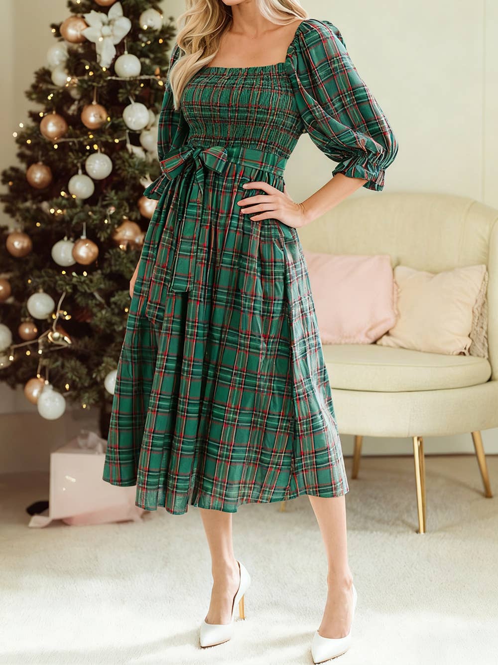 Feeling Festive Plaid Dress