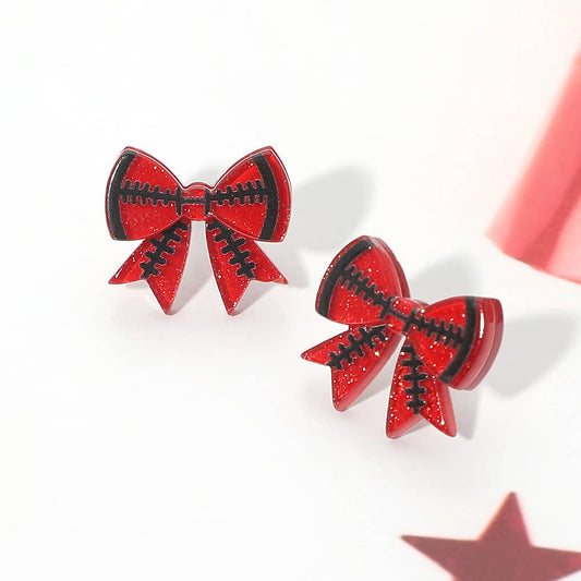 Game Day Football Bow Stud Earrings