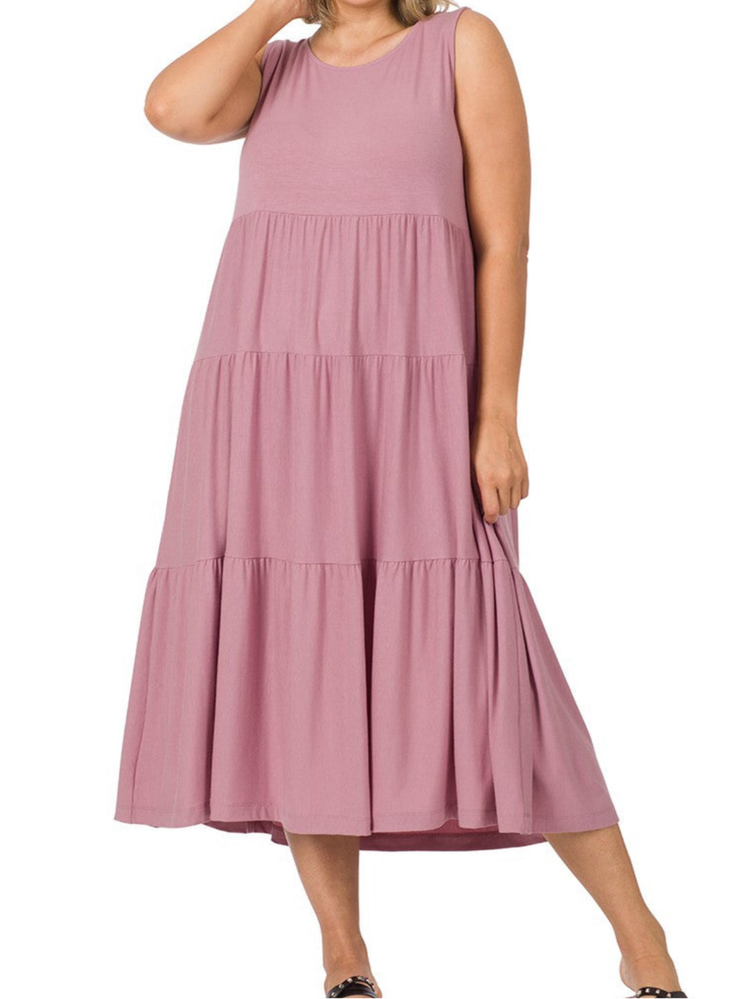 Plus Tiered Sleeveless Maxi Dress
