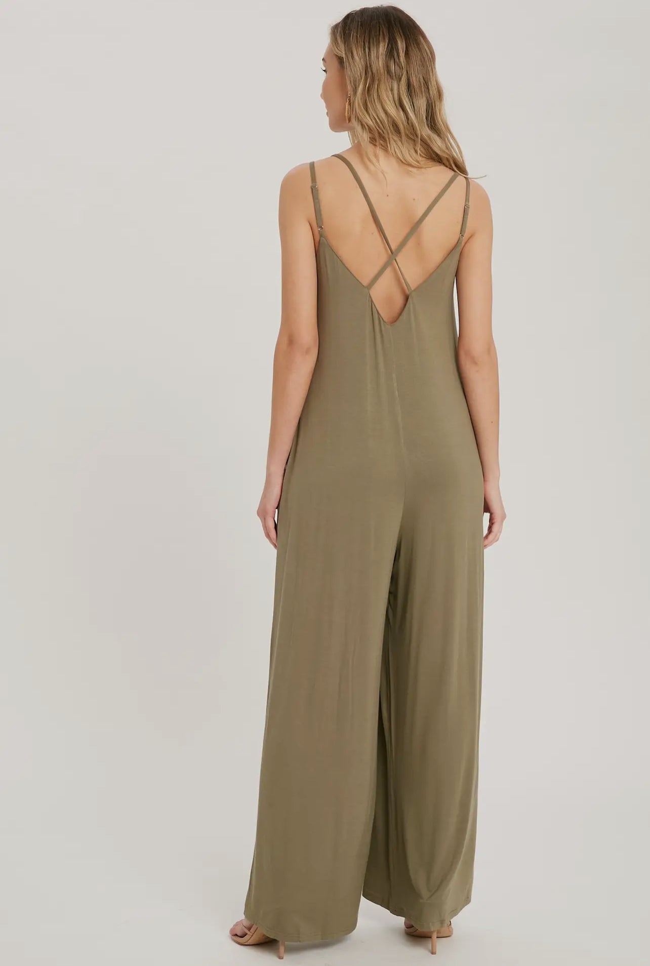 Criss Cross Back Jumpsuit with Pockets