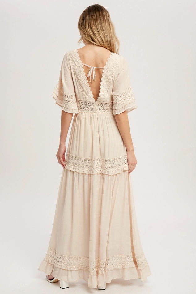 Boho Cream Lace Maxi Dress
