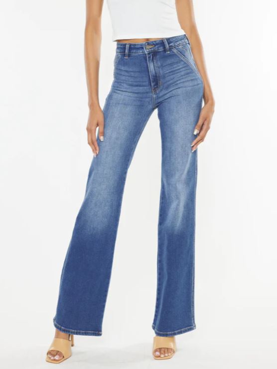 High Rise Wide Flare Stretch Jeans