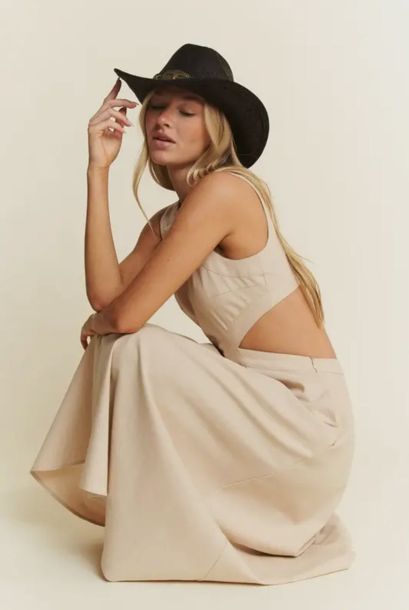 Linen Midi Cut Out Dress